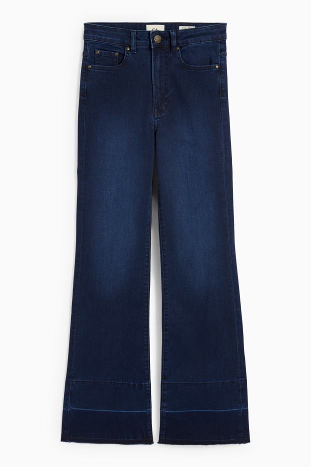 Women - Flared jeans - mid-rise waist - denim-dark blue