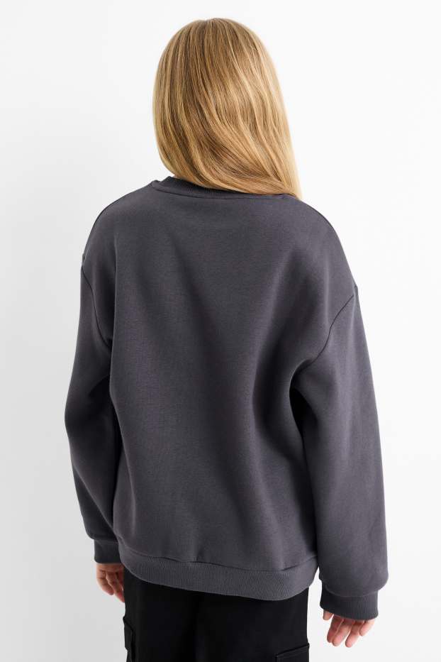 Kinderen: meisjes - Wicked - sweatshirt - glanseffect - donkergrijs