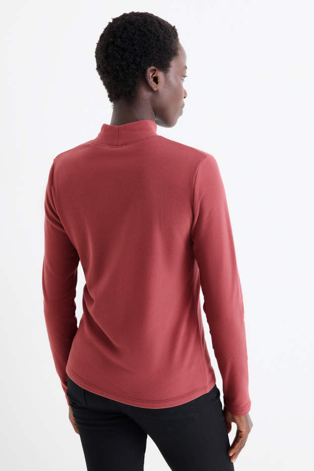 Femei - Tricou cu mânecă lungă termoizolant din fleece - regular fit - vișiniu