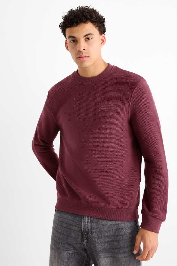 Herren - Sweatshirt - strukturiert - bordeaux