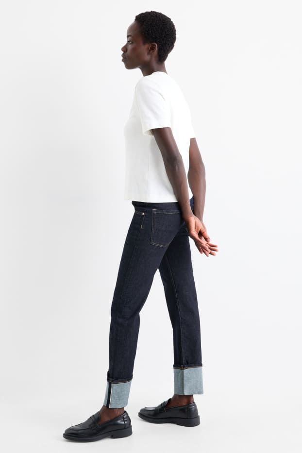 Dames - Straight jeans - mid waist - LYCRA® - jeansdonkerblauw