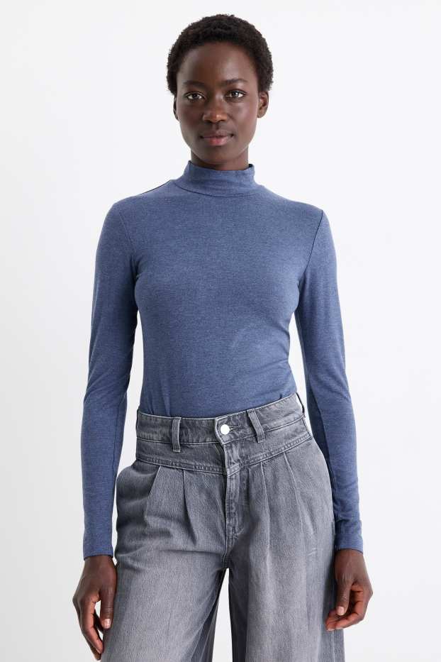 Women - Long sleeve top- regular fit - dark blue