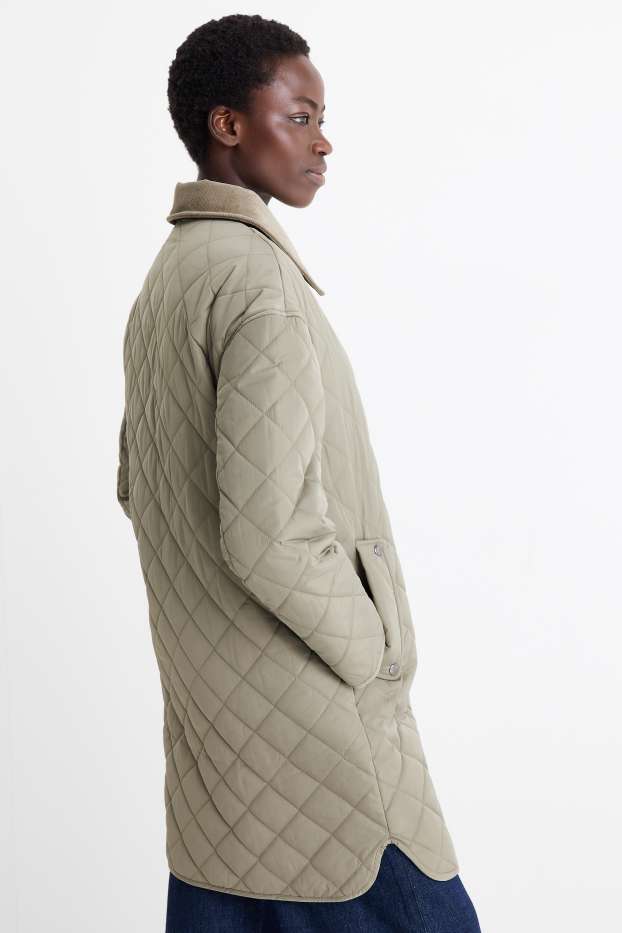 Damen - Steppmantel  - khaki