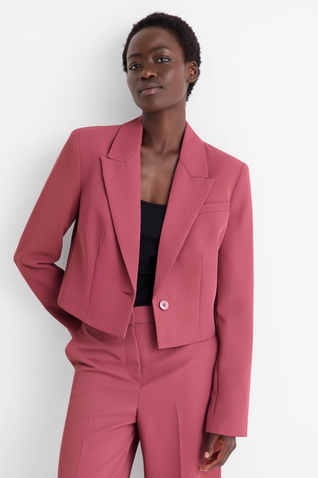 Femmes - Blazer court - regular fit - rose