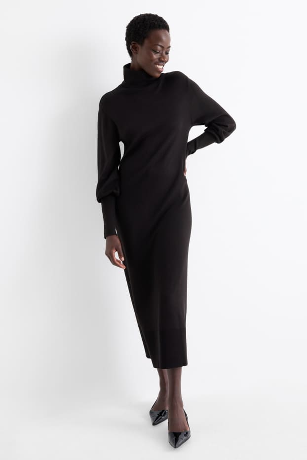 Femei - Rochie din tricot - straight fit - negru
