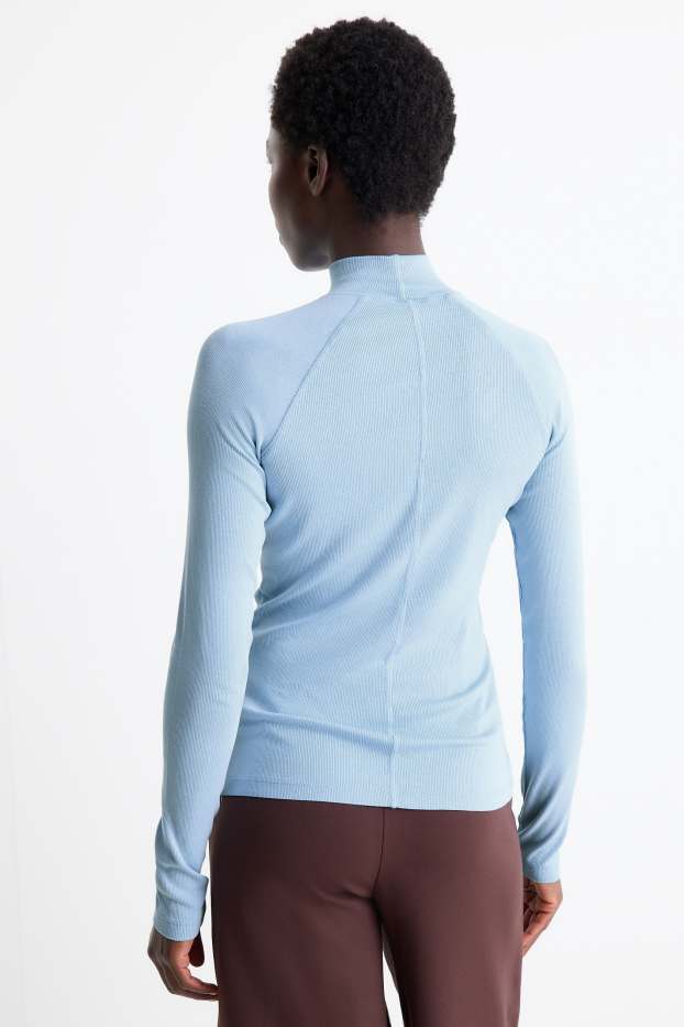 Dona - Samarreta de mànigues llargues - slim fit - acanalada - blau clar