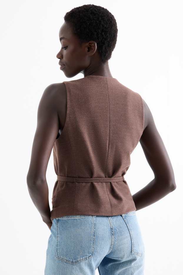 Mujer - Chaleco de oficina - slim fit - marrón