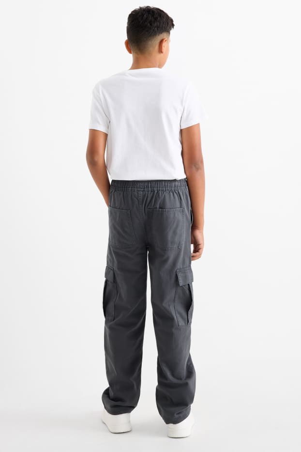 Kinder Jungen - Thermo-Cargohose - dunkelgrau