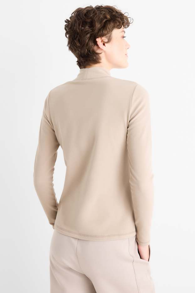 Femei - Tricou cu mânecă lungă termoizolant din fleece - regular fit - bej deschis