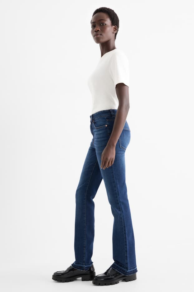Dames - Bootcut jeans - high waist - jeansdonkerblauw