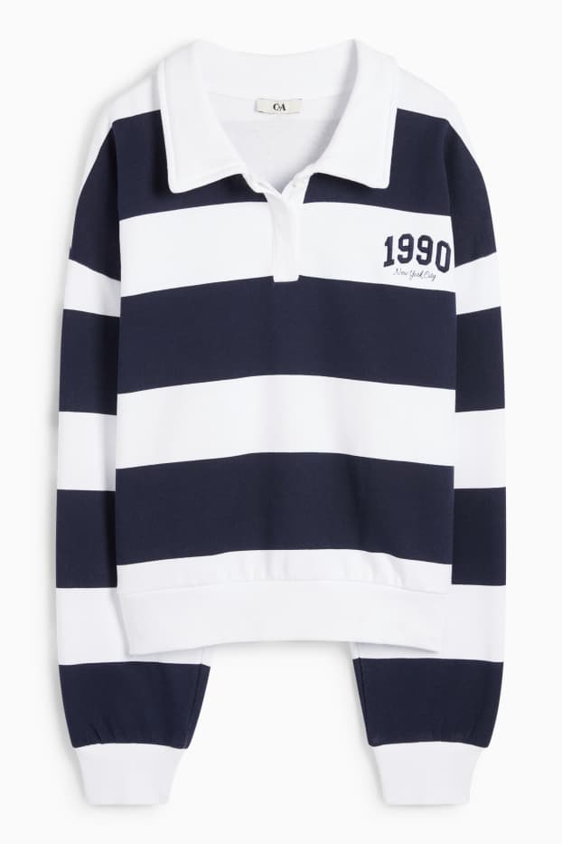 Damen - Sweatshirt - gestreift - dunkelblau / weiss