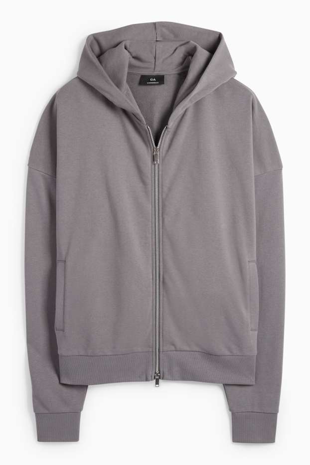 Heren - Sweatvest met capuchon - grijs