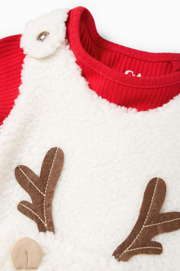 Miminka - chlapci - Motiv soba - vánoční outfit pro miminka - 2dílný - bílá