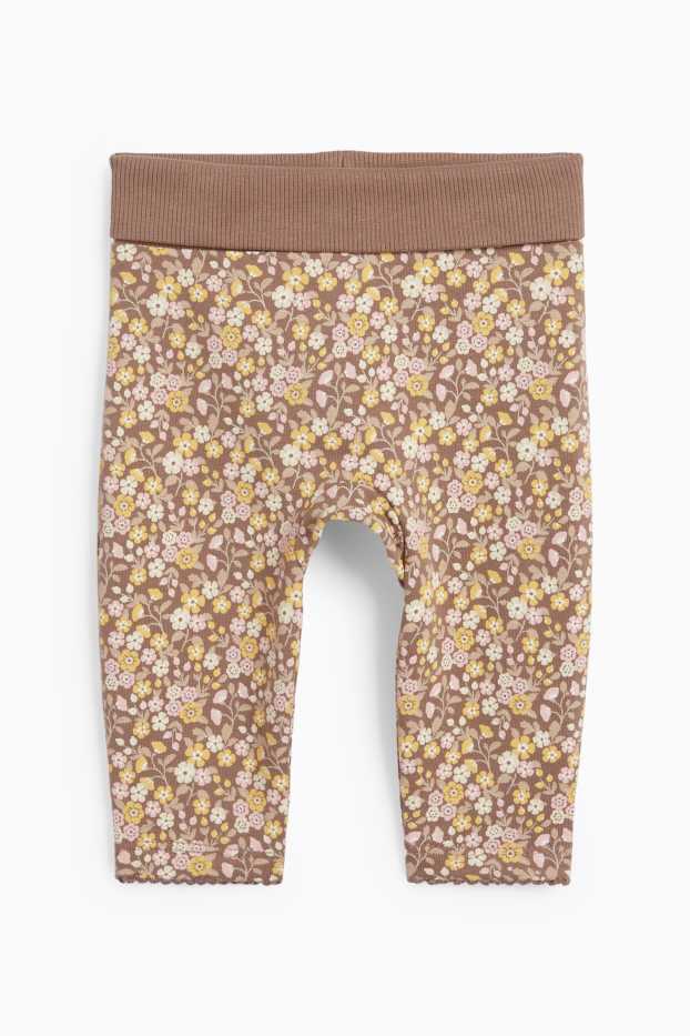 Baby Mädchen - Blümchen - Baby-Outfit - 3 teilig - braun