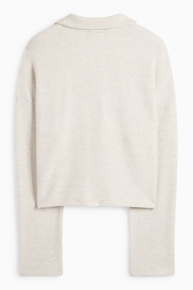 Femmes - Pull - finition côtelée - beige clair