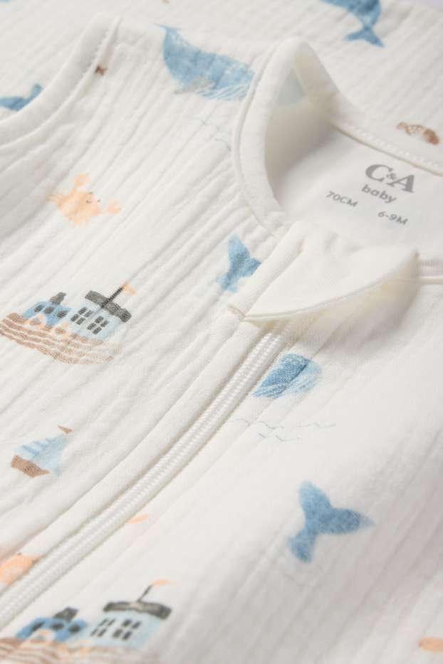 Baby: meisjes - Bootjes en zeedieren - babyslaapzak - 6 tot 18 maanden - wit