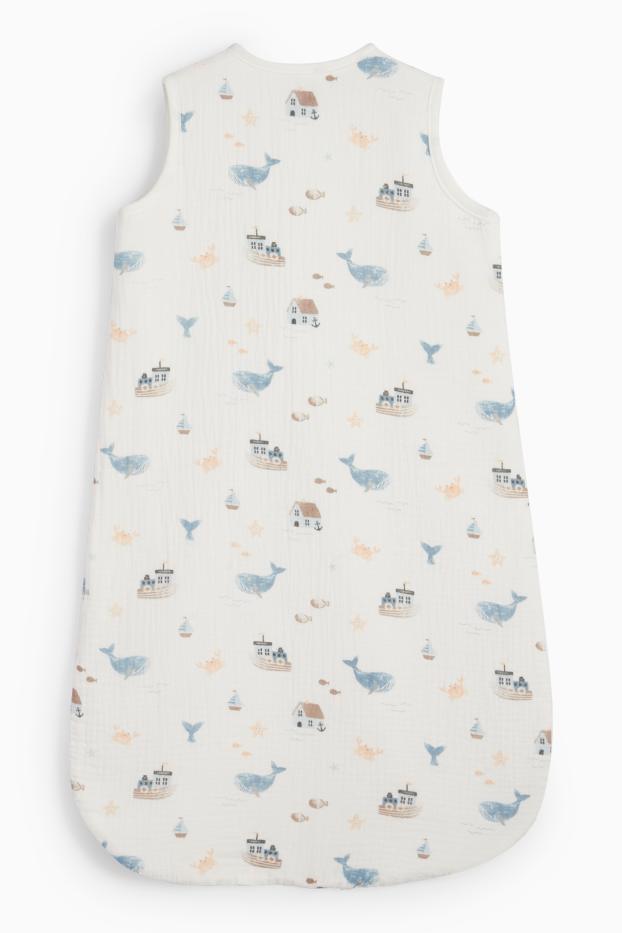 Baby: meisjes - Bootjes en zeedieren - babyslaapzak - 6 tot 18 maanden - wit