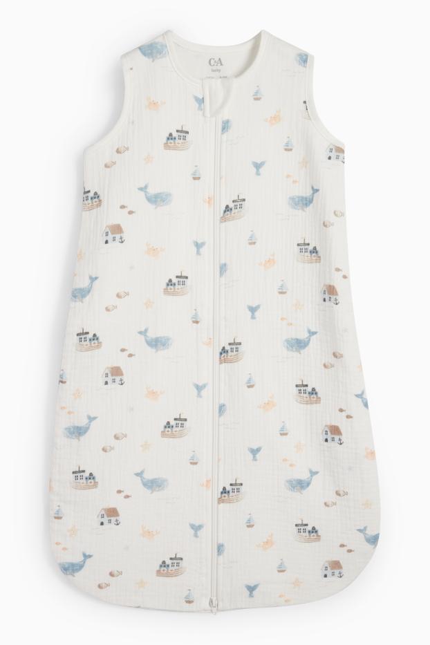 Baby: meisjes - Bootjes en zeedieren - babyslaapzak - 6 tot 18 maanden - wit