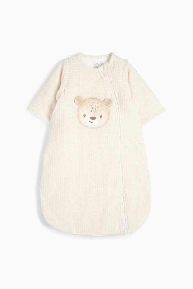 Unisex - Osito - saco de dormir para bebé - 0-6 meses - con textura - beige claro
