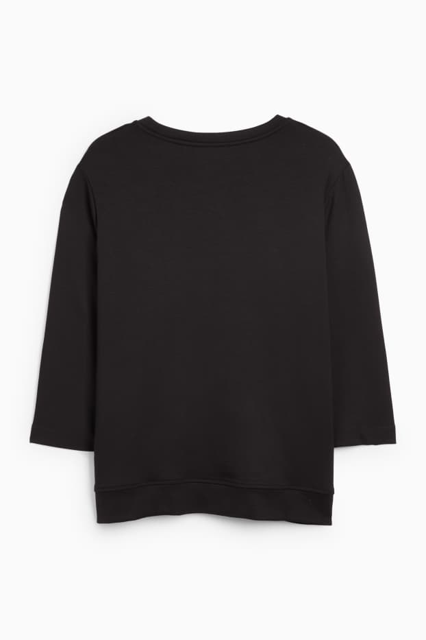 Damen - Langarmshirt - Relaxed Fit - schwarz
