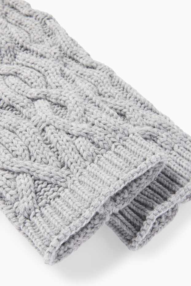 Women - Leg/arm warmers - cable knit pattern - light gray