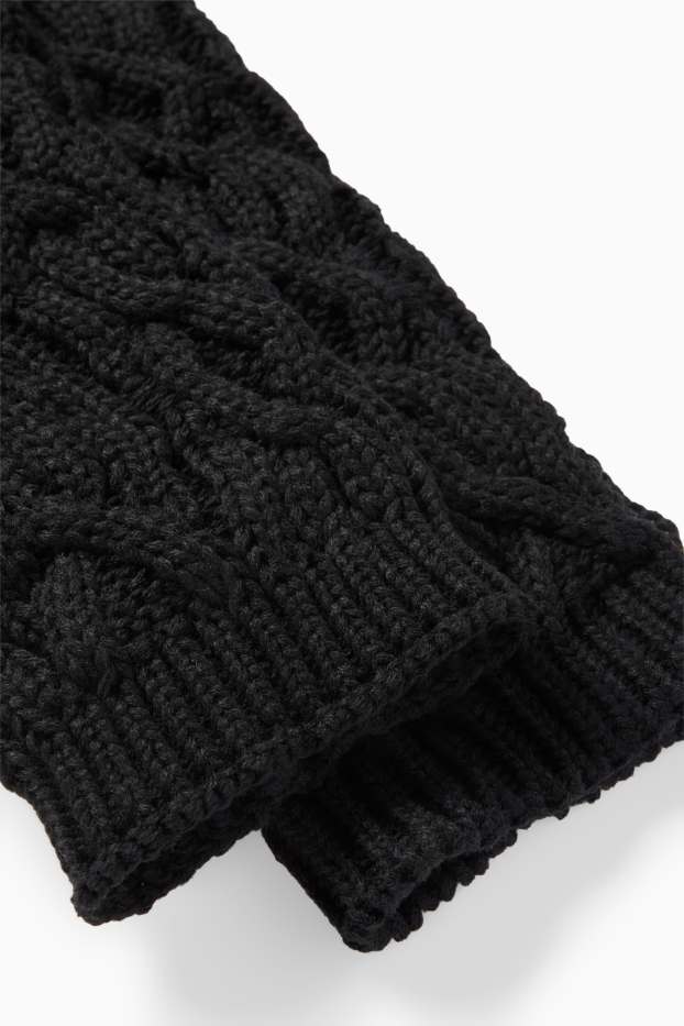 Women - Leg/arm warmers - cable knit pattern - black