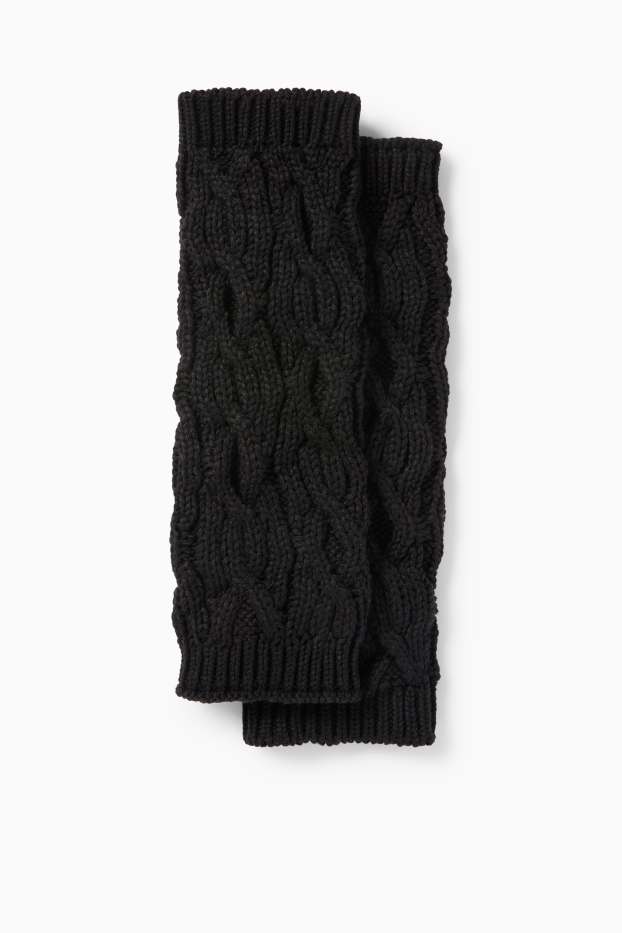 Women - Leg/arm warmers - cable knit pattern - black