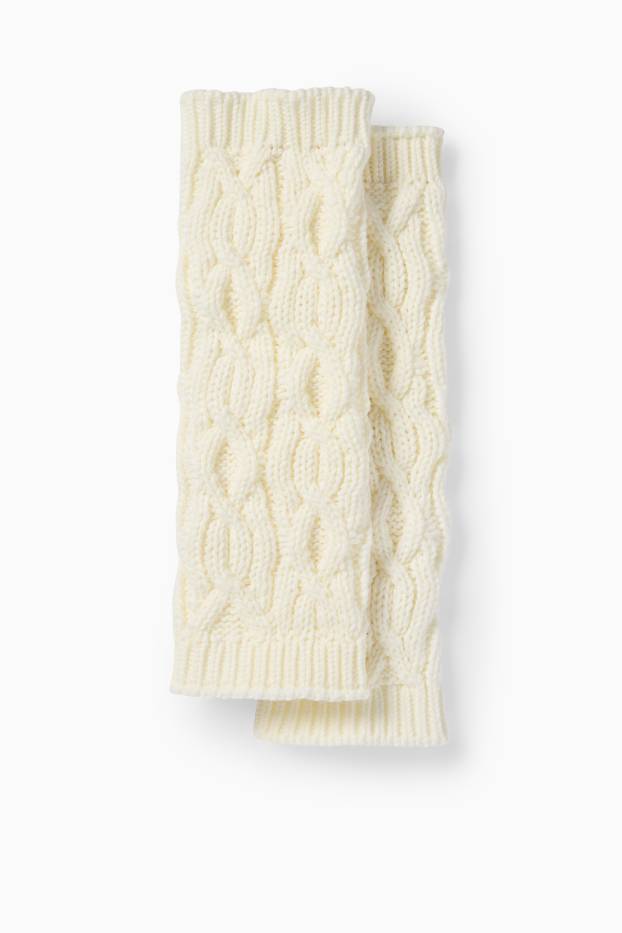 Women - Leg/arm warmers - cable knit pattern - cremewhite