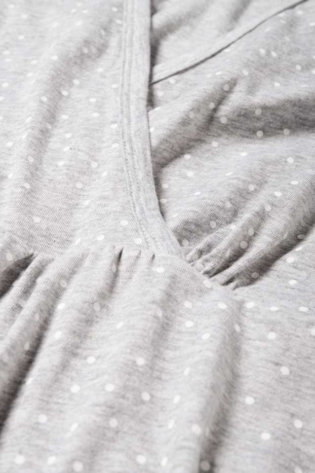 Donna - Camicia da notte per allattamento - a pois - grigio chiaro