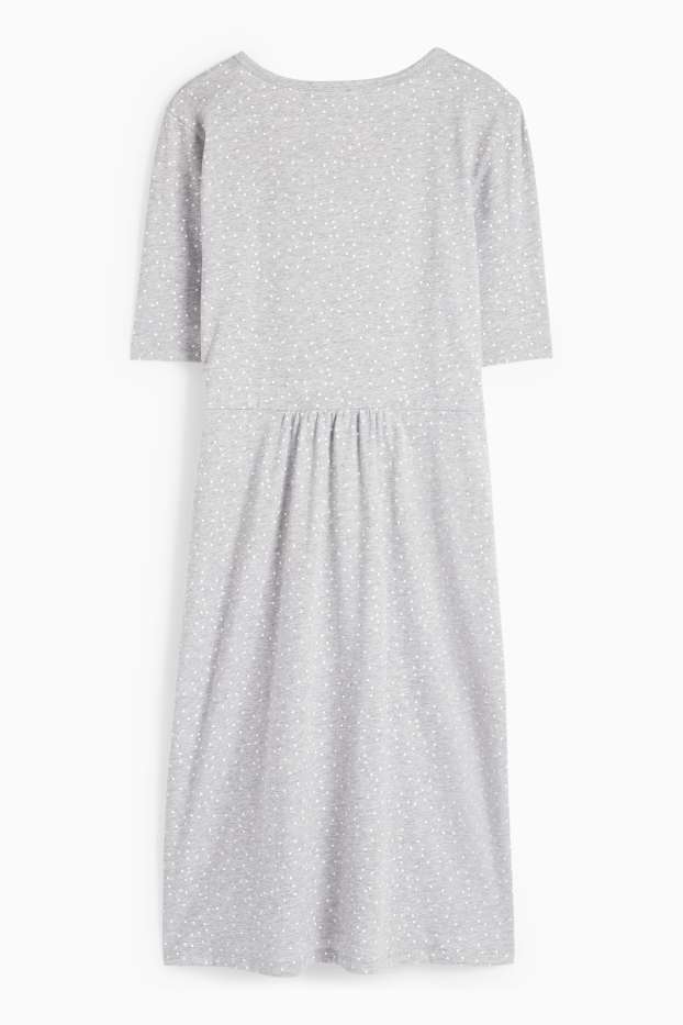 Donna - Camicia da notte per allattamento - a pois - grigio chiaro