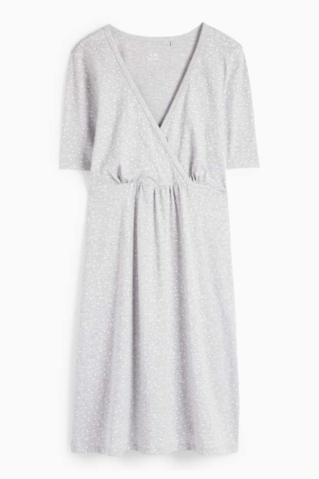 Donna - Camicia da notte per allattamento - a pois - grigio chiaro