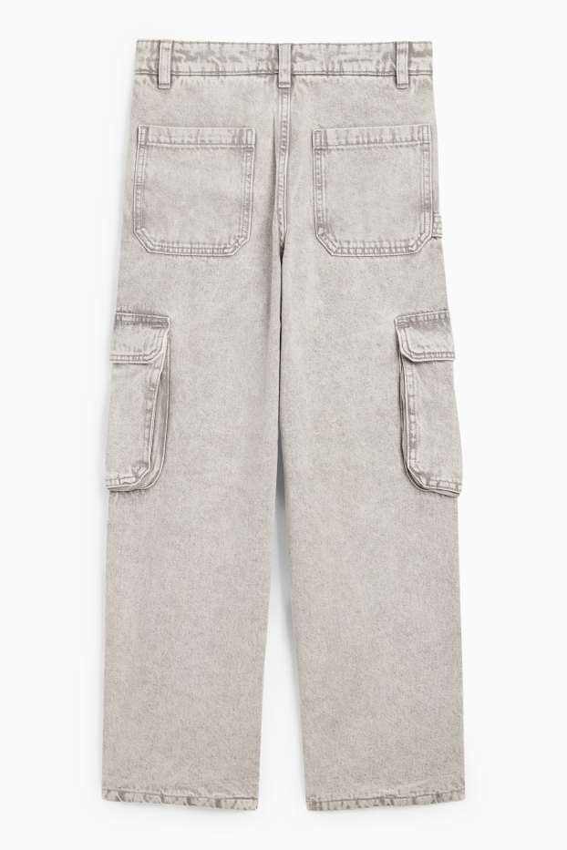 Kinder Buben - Cargo Jeans - Thermojeans - helljeansgrau