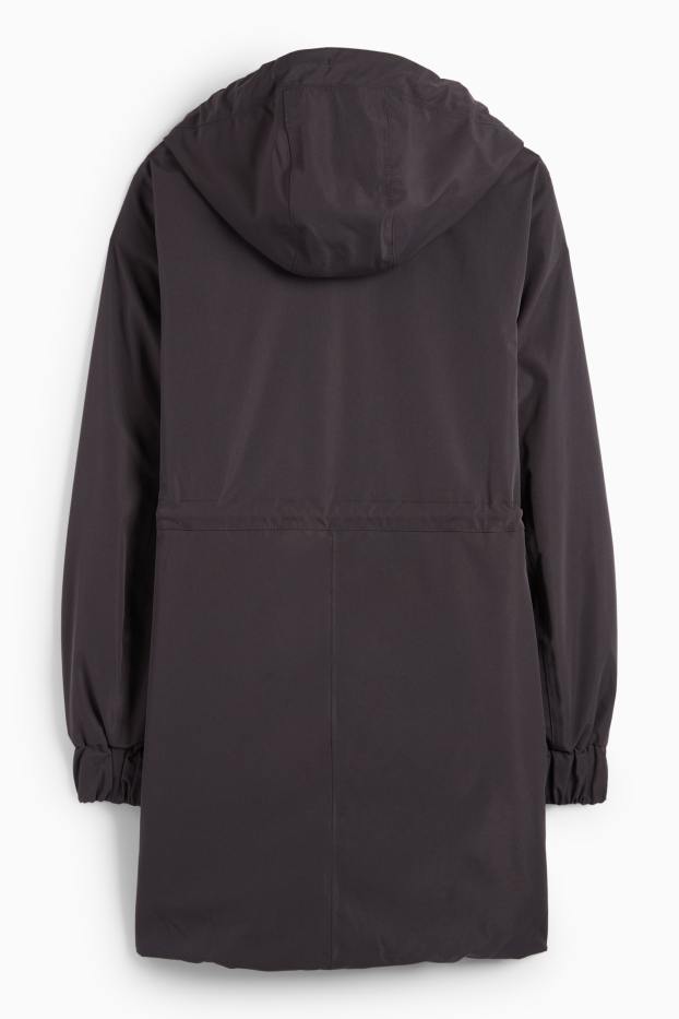 Dames - Regenjas met capuchon - gevoerd - waterdicht - zwart