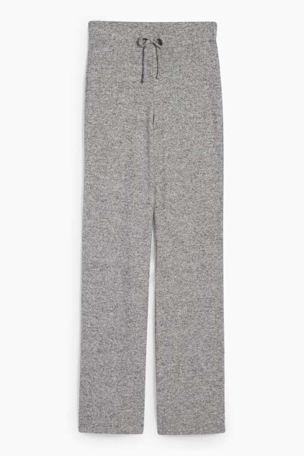 Donna - Pantaloni sportivi in maglia - grigio melange
