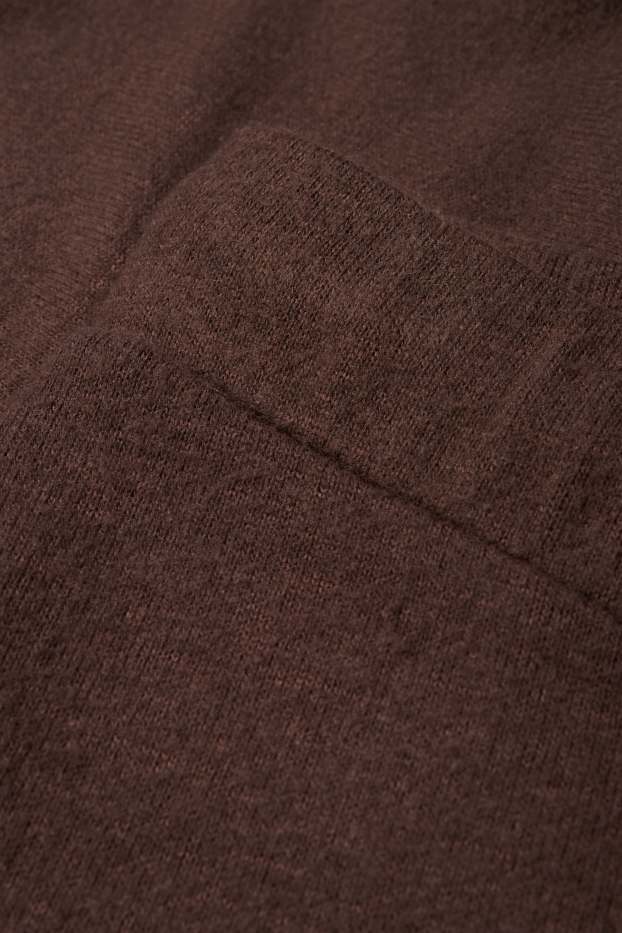 Women - Knitted joggers - dark brown