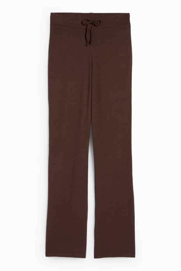 Women - Knitted joggers - dark brown