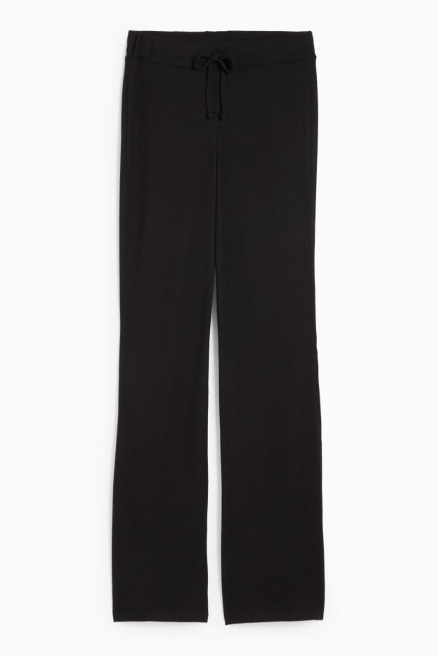 Dames - Gebreide joggingbroek - zwart