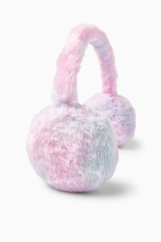 Niñas - Orejeras de pelo sintético - estampadas - rosa