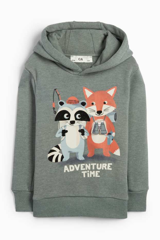 Kinder Jungen - Fuchs und Waschbär - Hoodie - grün