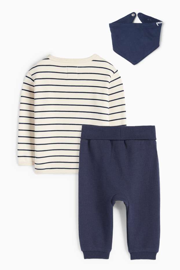 Miminka - chlapci - Motiv medvídka - outfit pro miminka - s plyšovou výplní - 3dílný - modrá/béžová