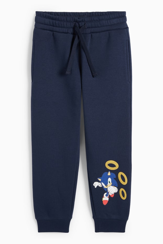 Děti - chlapci - Ježek Sonic - teplákové kalhoty - tmavomodrá