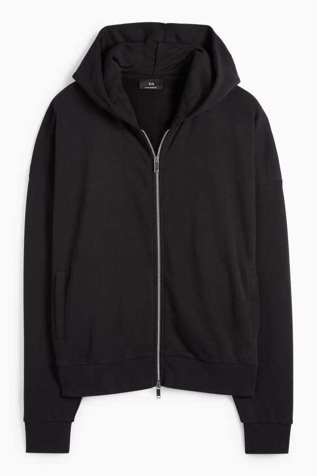 Hombre - Sudadera con cremallera y capucha - negro