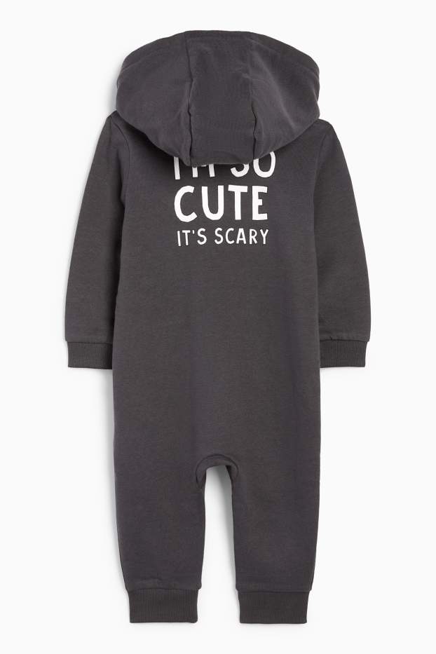 Baby Jungen - Skelett - Halloween-Baby-Overall - dunkelgrau