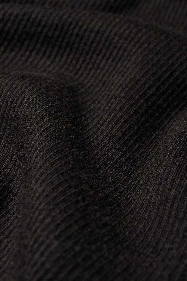 Women - Long sleeve top - slim fit - ribbed - black