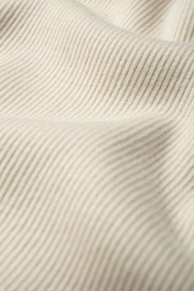 Women - Long sleeve top - slim fit - ribbed - creme