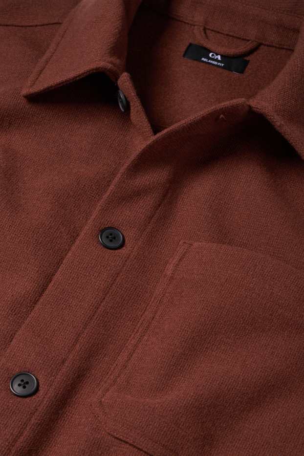Hommes - Chemise - relaxed fit - col kent - marron