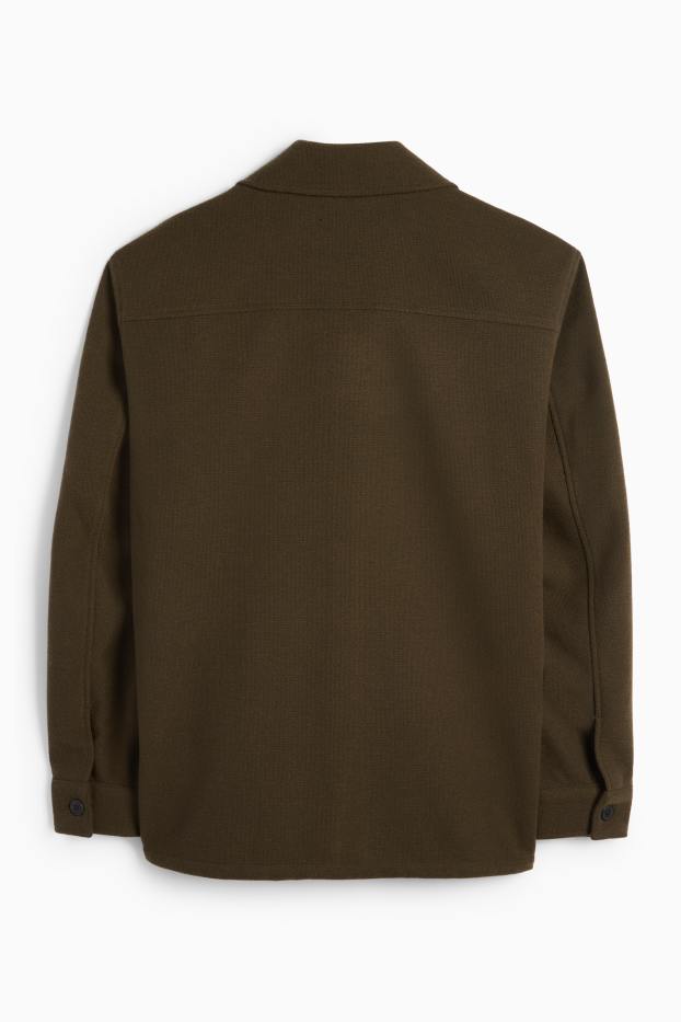 Pánské - Košile - relaxed fit - kent - tmavozelená