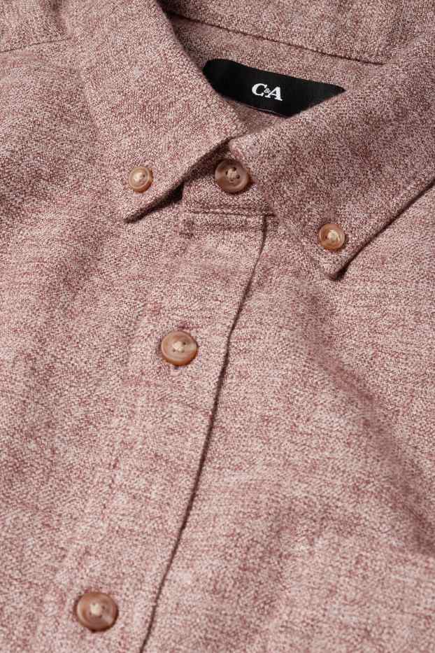 Herren - Hemd - Regular Fit - Button-down - dunkelrot