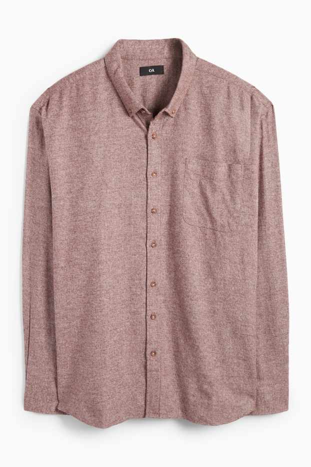 Heren - Overhemd - regular fit - button down - donkerrood
