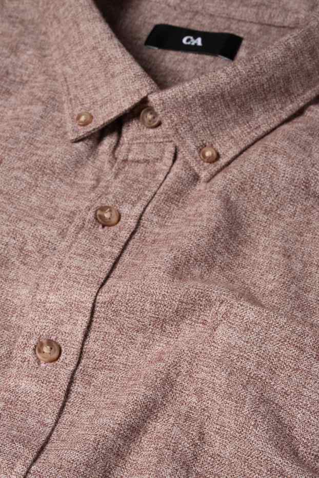 Herren - Hemd - Regular Fit - Button-down - dunkelrot